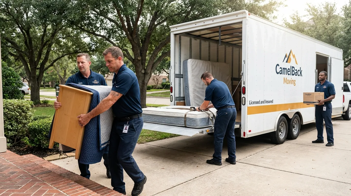Crew loading residential truck for cross-state move from Paonia, CO